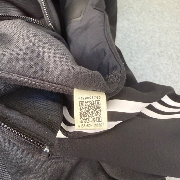 Adidas Mens Black Track Jacket Workout Athletic Full Zip 3 Stripes Size Large - Picture 13 of 16
